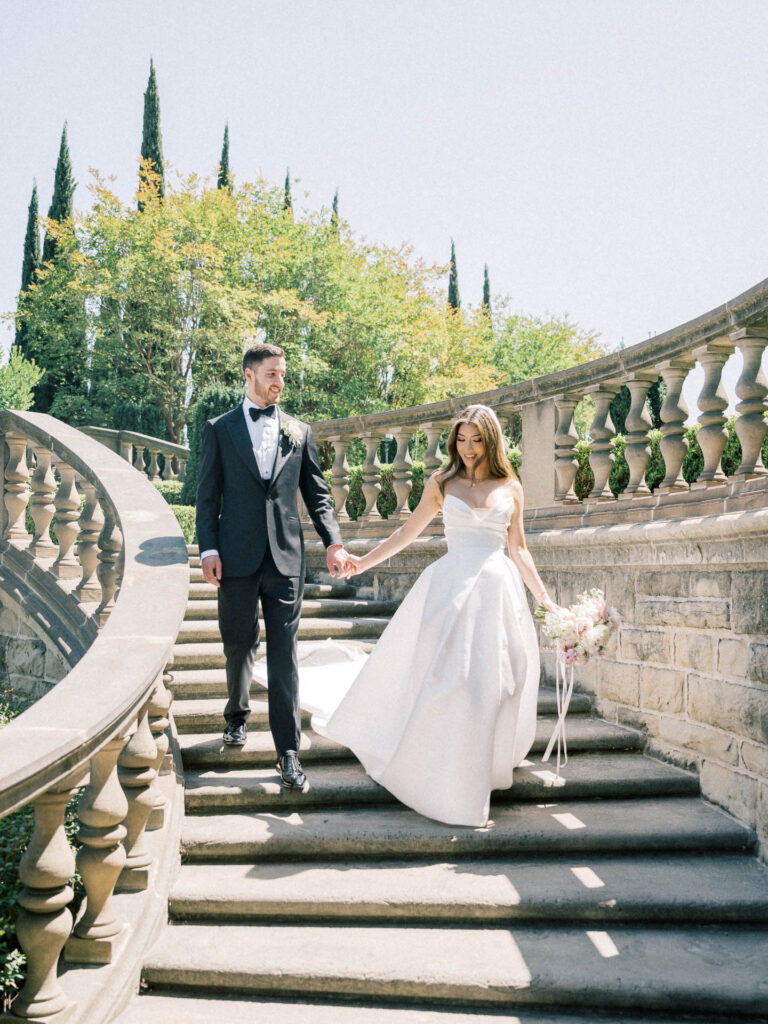 bride and groom at Greystone Mansion wedding