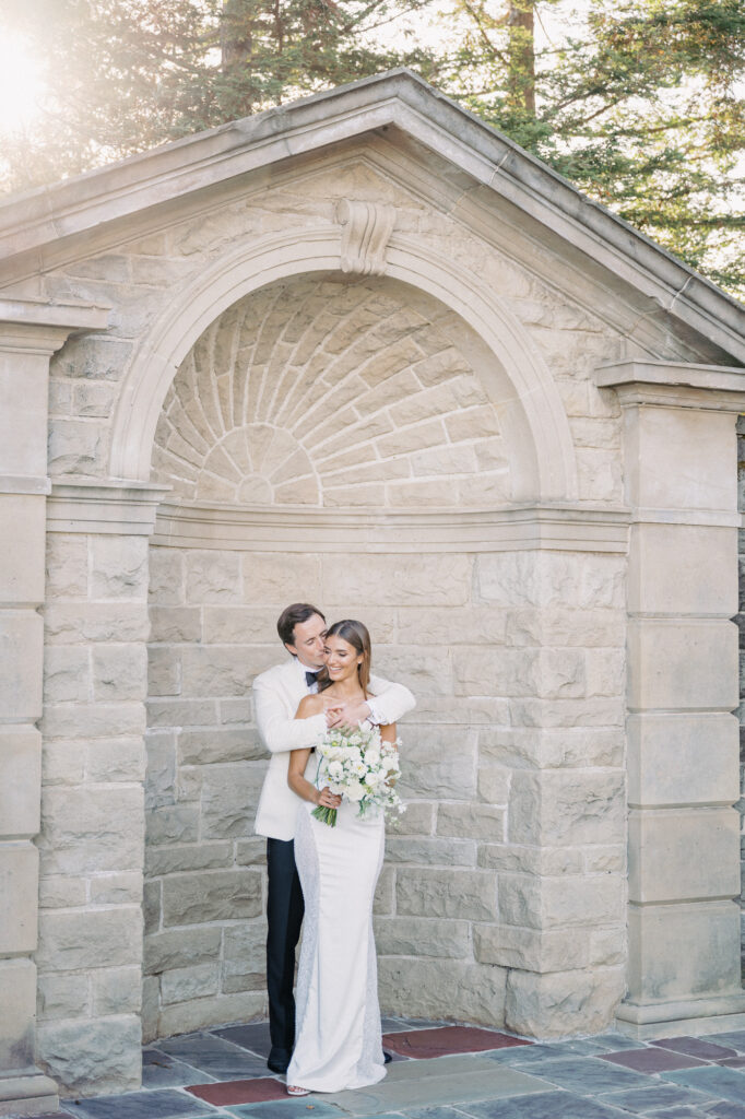 bride and groom at Greystone Mansion wedding