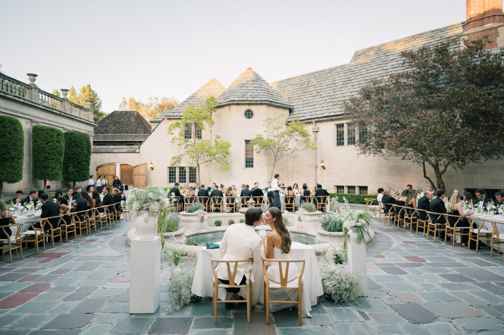 Bride and groom at the Reception at Greystone Mansion