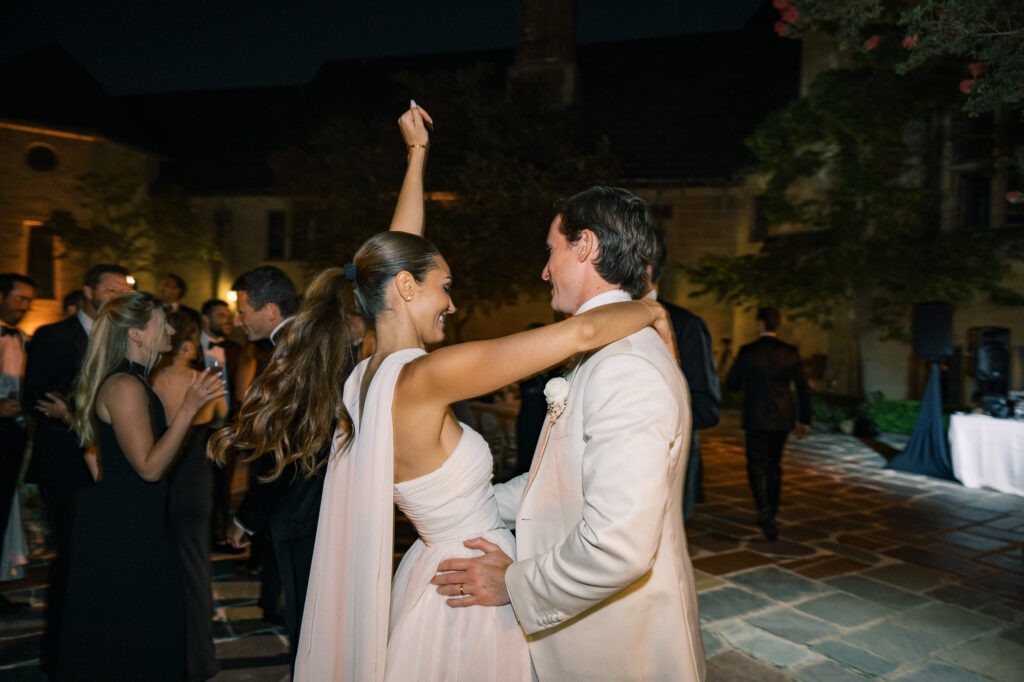 bride and groom at Greystone Mansion wedding party