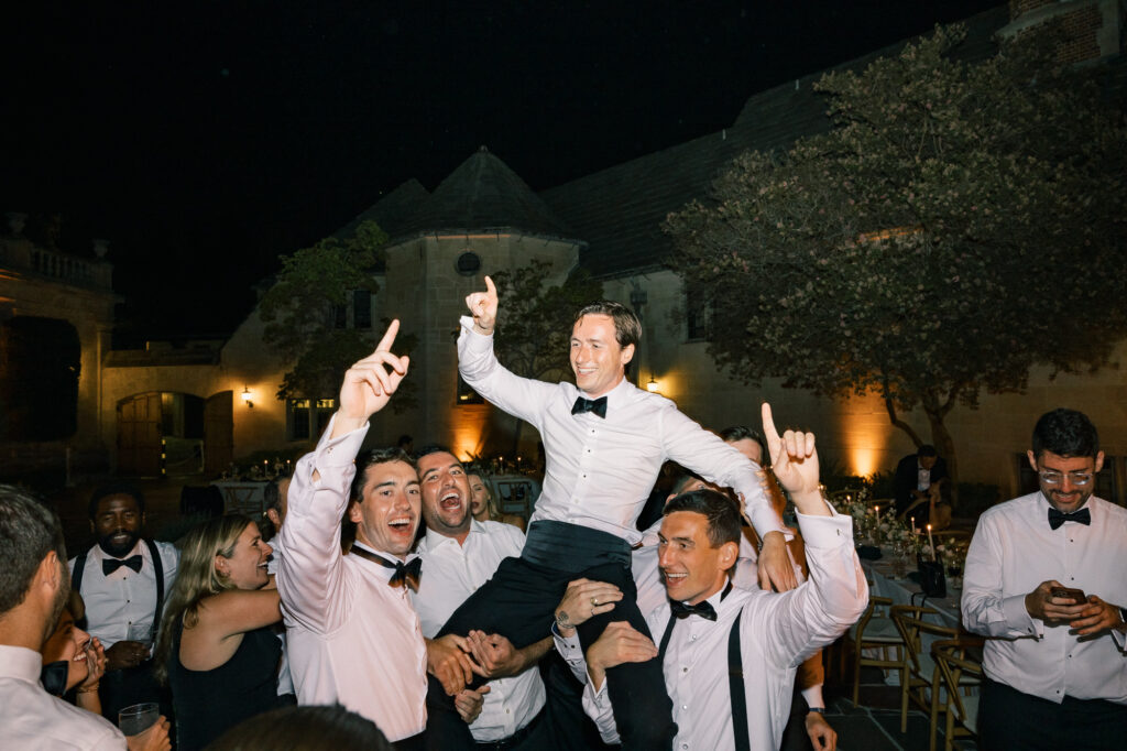 bride and groom at Greystone Mansion wedding party